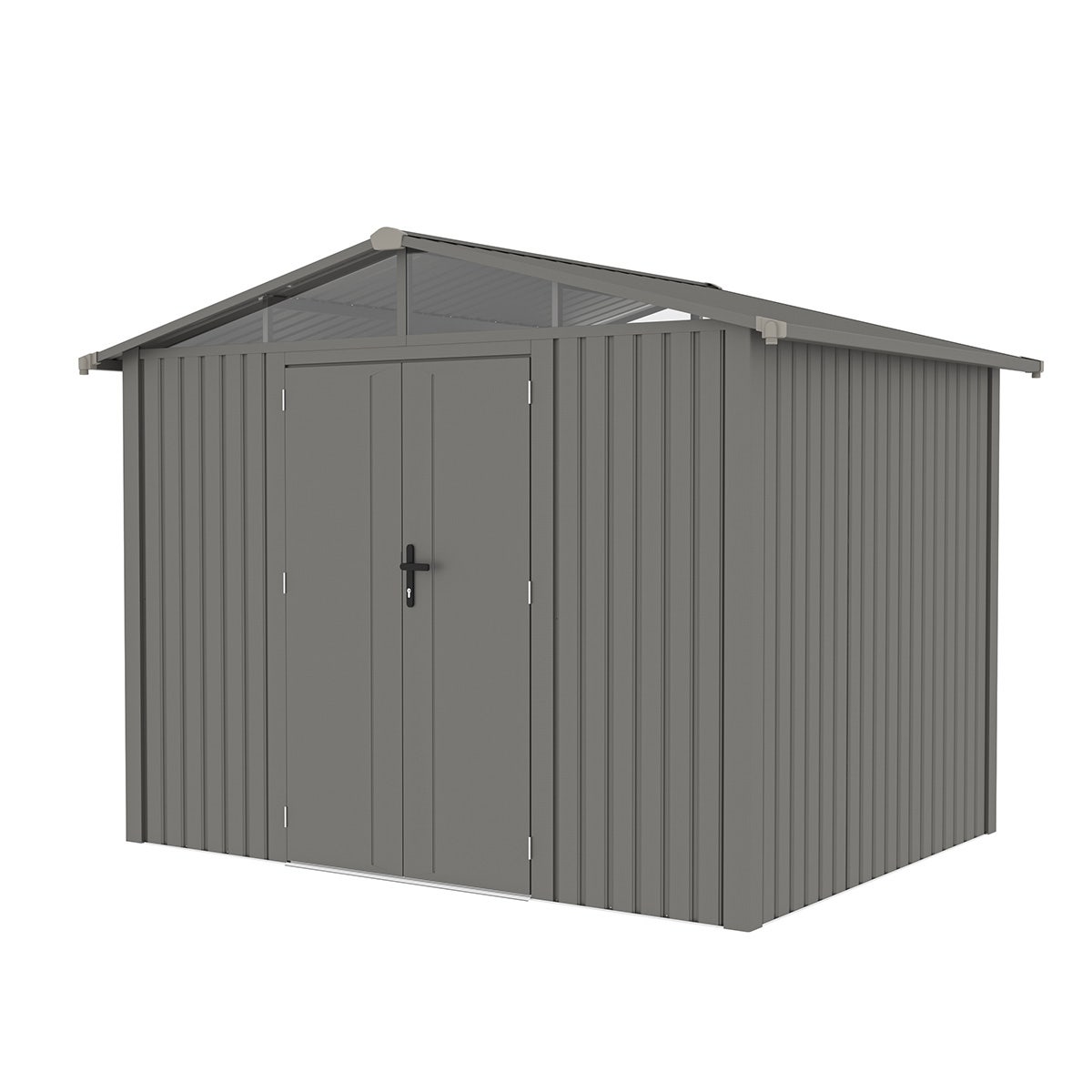 Abri de jardin métal gris taupe 5.71 m² + kit d'ancrage – Image 4