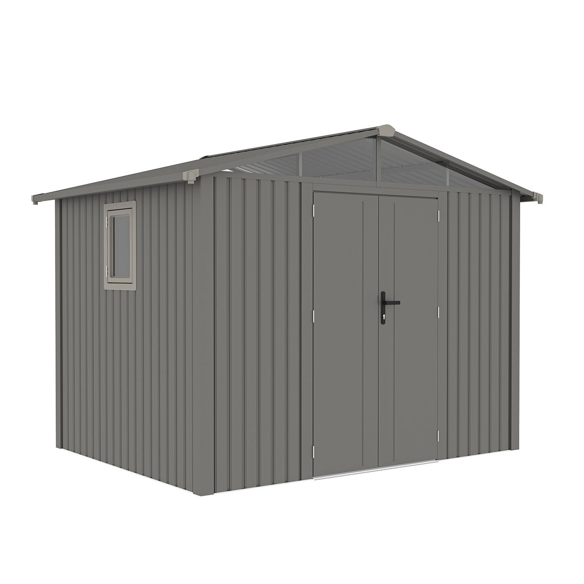 Abri de jardin métal gris taupe 5.71 m² + kit d'ancrage – Image 2