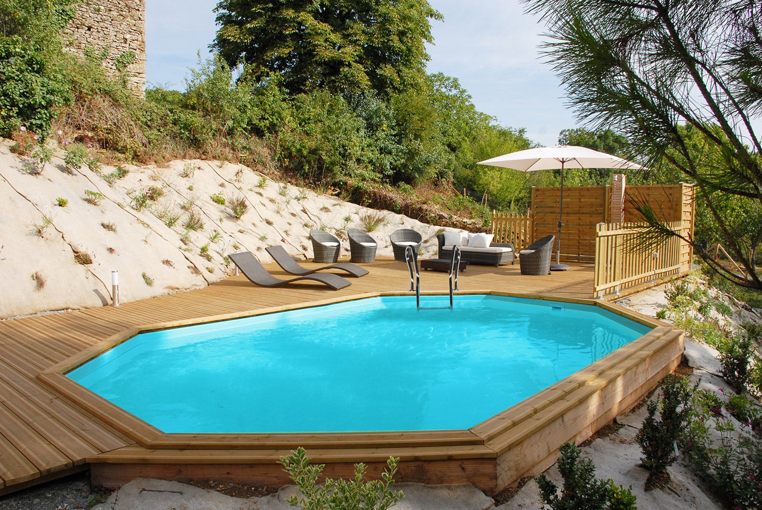 Piscine hors sol bois ovale 6,20 x 3,95 x 1,36 m SAFRAN – Image 3