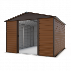 Abri de jardin métal aspect bois Yardmaster 10,46 m² + kit d'ancrage
