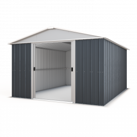 Abri de jardin métal anthracite Yardmaster 11,03 m² + kit d'ancrage