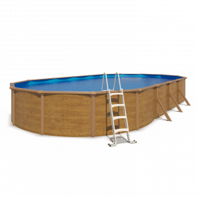 Piscine hors sol acier ovale 10,05 x 5,50 x 1,20 m aspect bois CANYON