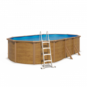 Piscine hors sol acier ovale 6,10 x 3,65 x 1,20 m aspect bois CANYON