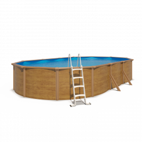 Piscine hors sol acier ovale 7,60 x 4,55 x 1,20 m aspect bois CANYON