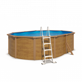 Piscine hors sol acier ovale 4,90 x 3,65 x 1,20 m aspect bois CANYON