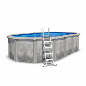 Piscine hors sol acier et résine ovale 6,10 x 3,65 x 1,32 m gris dégradé LIBERTY