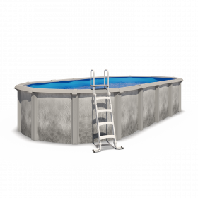 Piscine hors sol acier et résine ovale 7,30 x 3,65 x 1,32 m gris dégradé LIBERTY