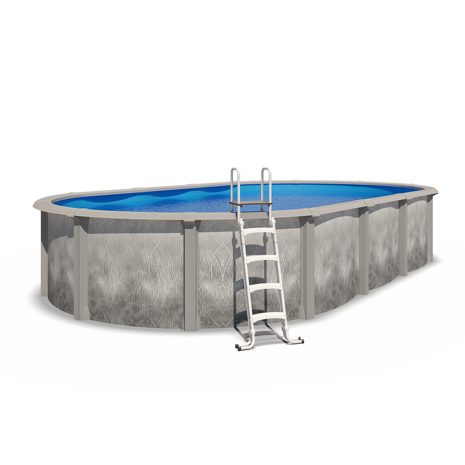 Piscine hors sol acier et résine ovale 7,60 x 4,55 x 1,32 m gris dégradé LIBERTY