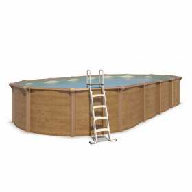 Piscine hors sol acier ovale 9,15 x 4,55 x 1,32 m aspect bois OSMOSE