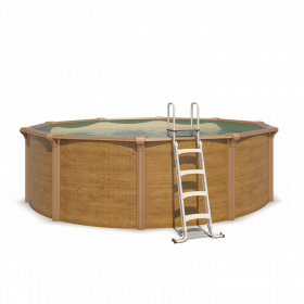 Piscine hors sol acier ronde Ø 4,55 x 1,32 m aspect bois OSMOSE