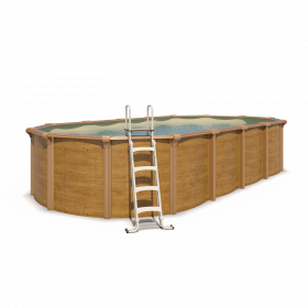 Piscine hors sol acier ovale 7,30 x 3,65 x 1,32 m aspect bois OSMOSE