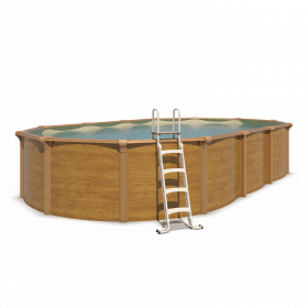 Piscine hors sol acier ovale 7,60 x 4,55 x 1,32 m aspect bois OSMOSE