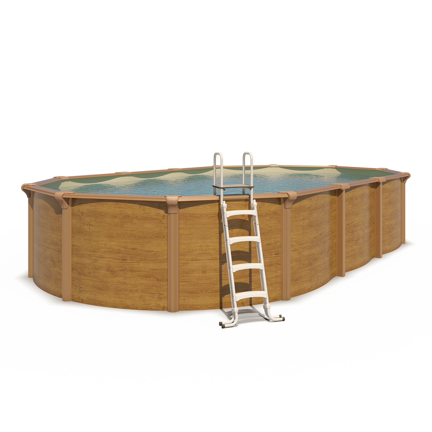 Piscine hors sol acier ovale 7,60 x 4,55 x 1,32 m aspect bois OSMOSE