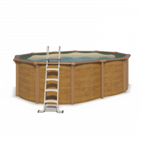 Piscine hors sol acier ovale 4,90 x 3,65 x 1,32 m aspect bois OSMOSE