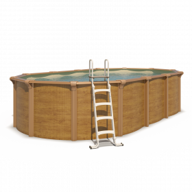 Piscine hors sol acier ovale 6,10 x 3,65 x 1,32 m aspect bois OSMOSE