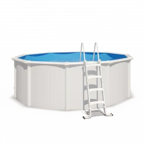 Piscine hors sol acier ronde Ø 3,65 x 1,20 m blanche SAPHIR + filtration cartouche 3 m³/h