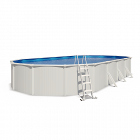 Piscine hors sol acier ovale 10,05 x 5,50 x 1,32 m blanche SAPHIR