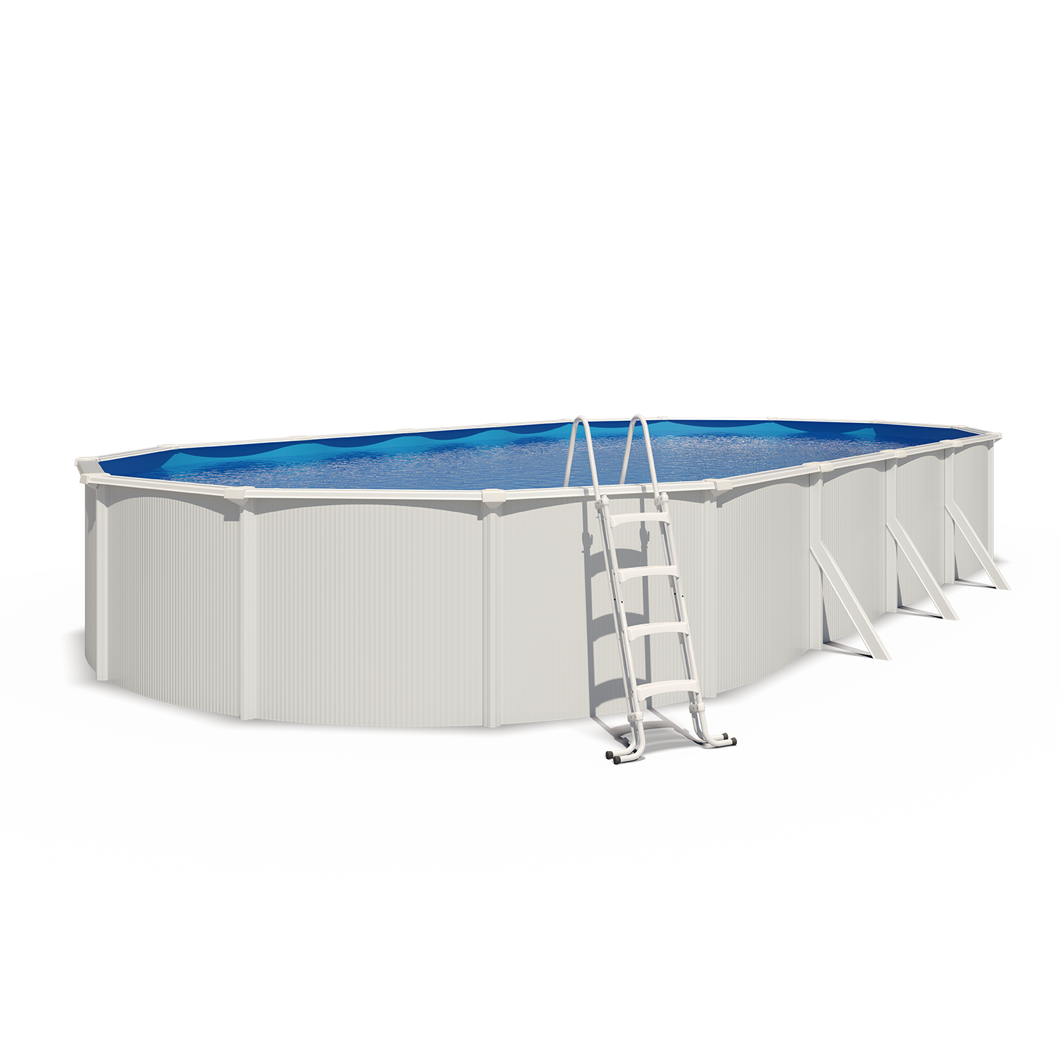 Piscine hors sol acier ovale 10,05 x 5,50 x 1,32 m blanche SAPHIR
