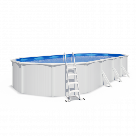 Piscine hors sol acier ovale 9,15 x 4,55 x 1,32 m blanche SAPHIR