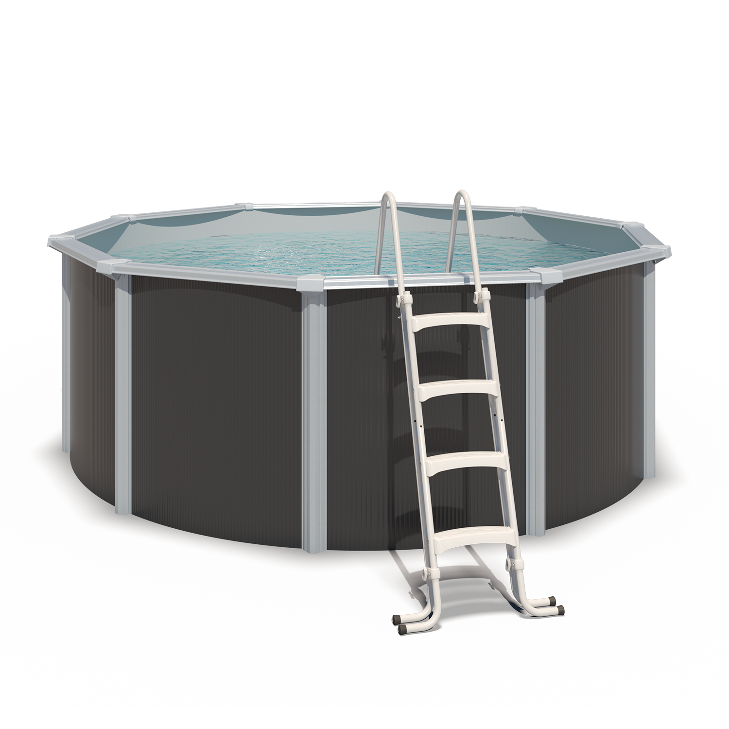 Piscine hors sol acier ronde Ø 3,65 x 1,32 m anthracite VARUNA
