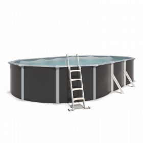 Piscine hors sol acier ovale 7,60 x 4,55 x 1,32 m anthracite VARUNA