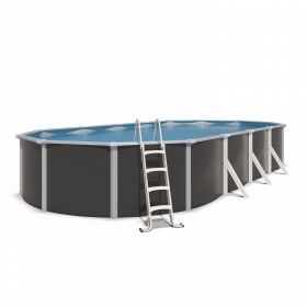 Piscine hors sol acier ovale 9,15 x 4,55 x 1,32 m anthracite VARUNA