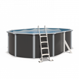 Piscine hors sol acier ovale 4,90 x 3,65 x 1,32 m anthracite VARUNA