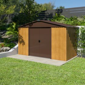 Abri de jardin métal aspect bois Yardmaster 5,3 m²  +  kit d'ancrage