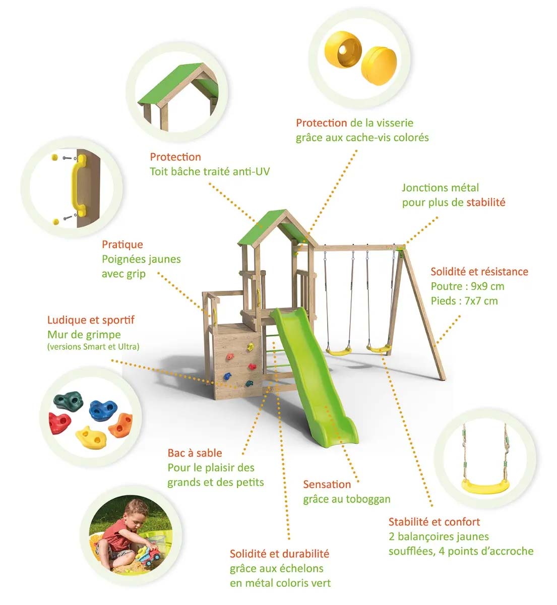 Aire de jeux bois 2,20 m ULTRA XPERIENCE - 8 enfants – Image 8