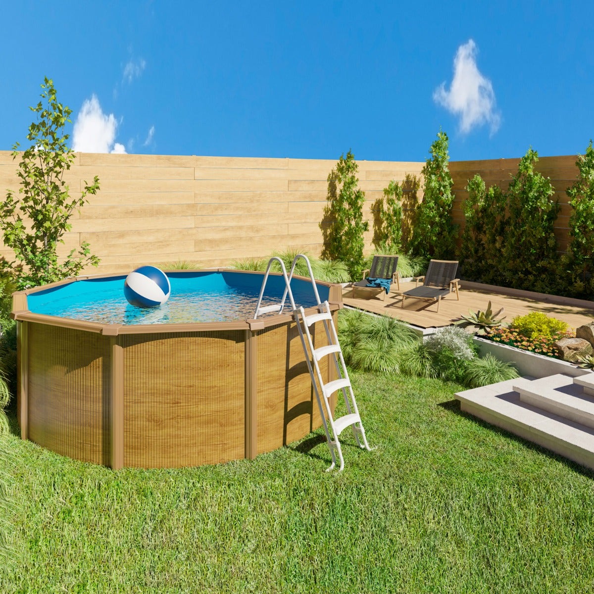 Piscine hors sol acier ronde Ø 3,65 x 1,20 m aspect bois CANYON – Image 3