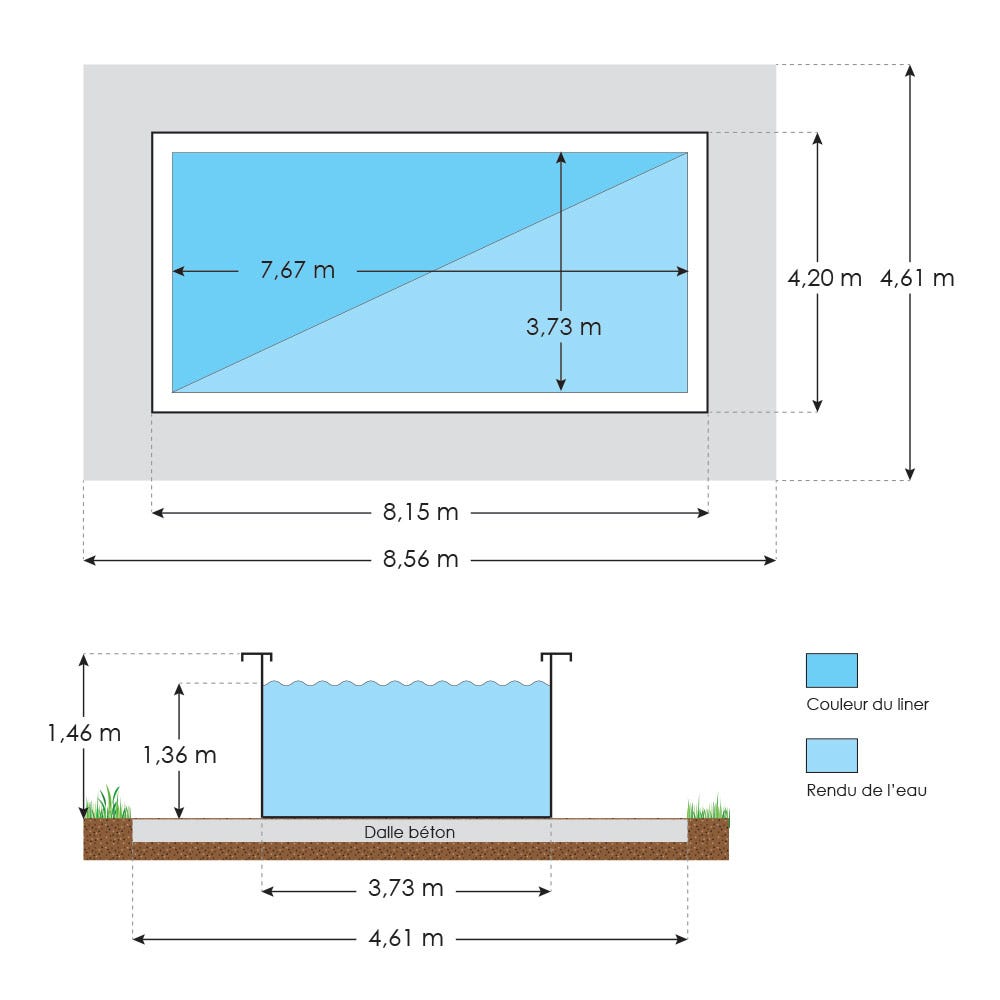 Piscine hors sol bois rectangulaire 8,15 x 4,2 x 1,46 m BRAGA – Image 3