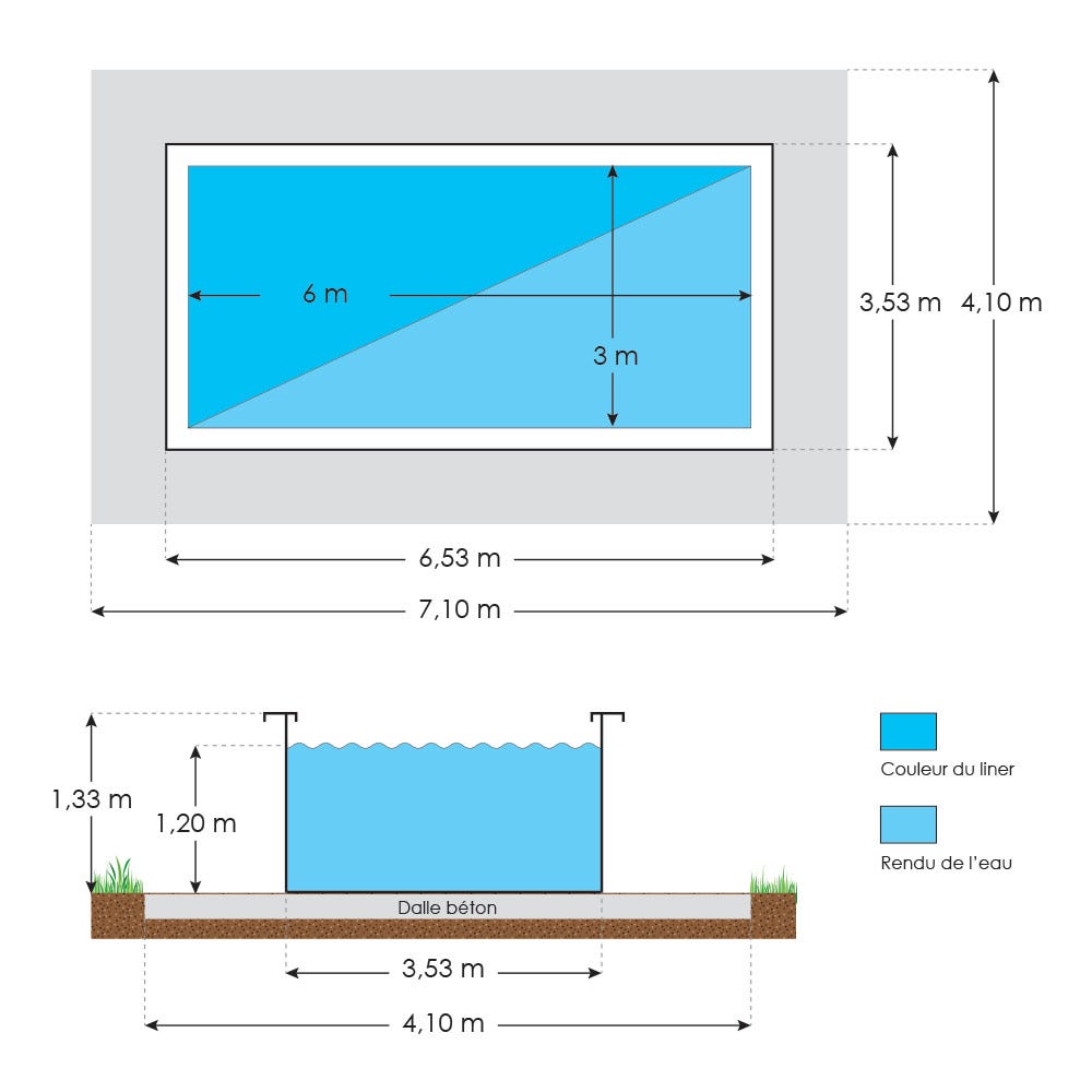 Piscine hors sol bois rectangulaire 6 x 3 x 1,46 m WEVA – Image 2