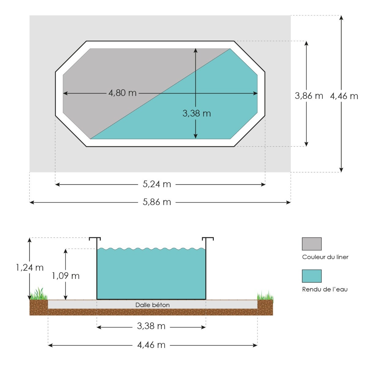 Piscine ovale composite 5,24 m x 3,86 m x 1,24 m Filtration à sable – Image 5