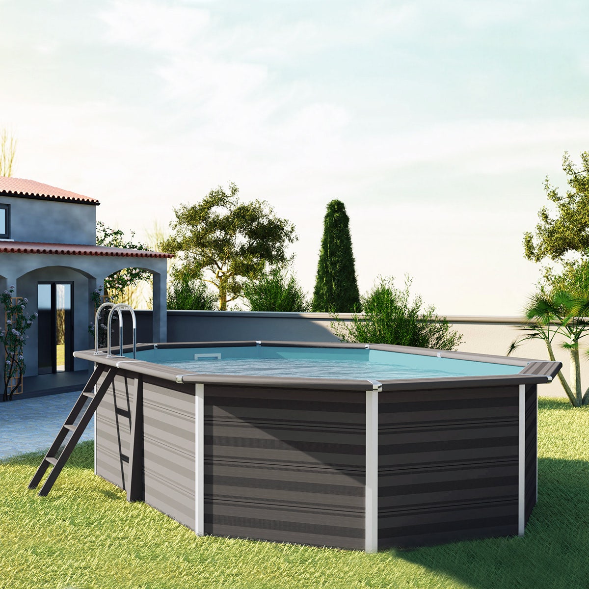 Piscine ovale composite 5,24 m x 3,86 m x 1,24 m Filtration à sable – Image 3