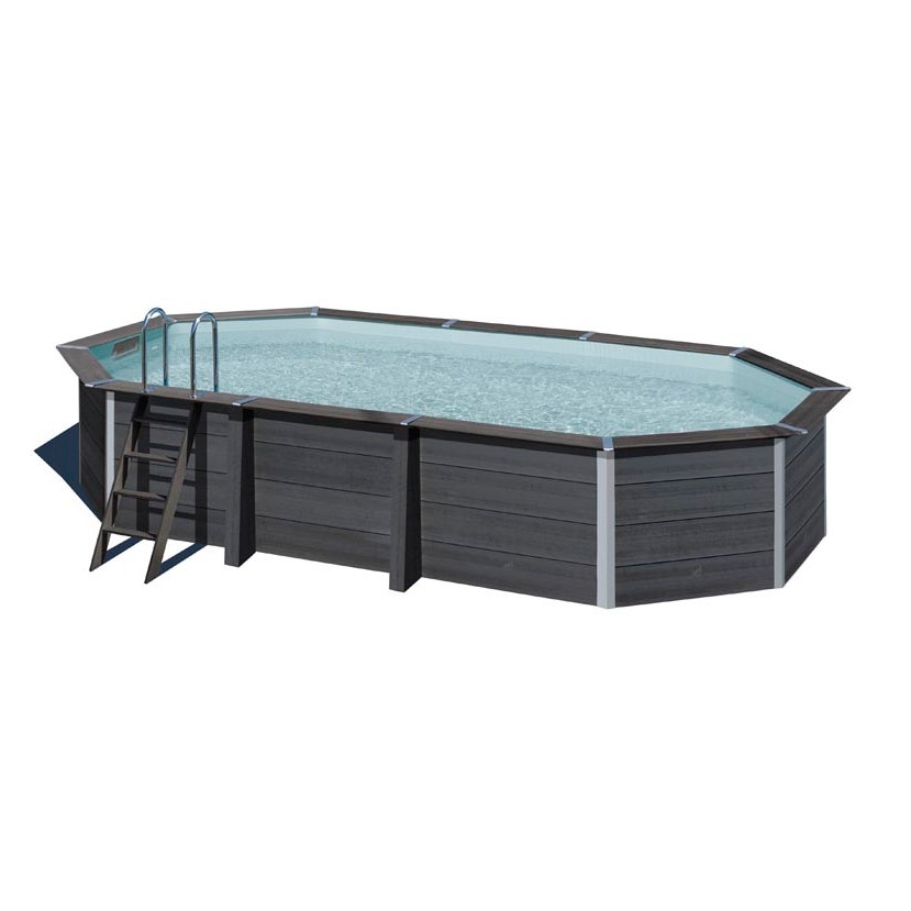 Piscine ovale composite 6,64m x 3,86m x 1,24m avec filtration à sable