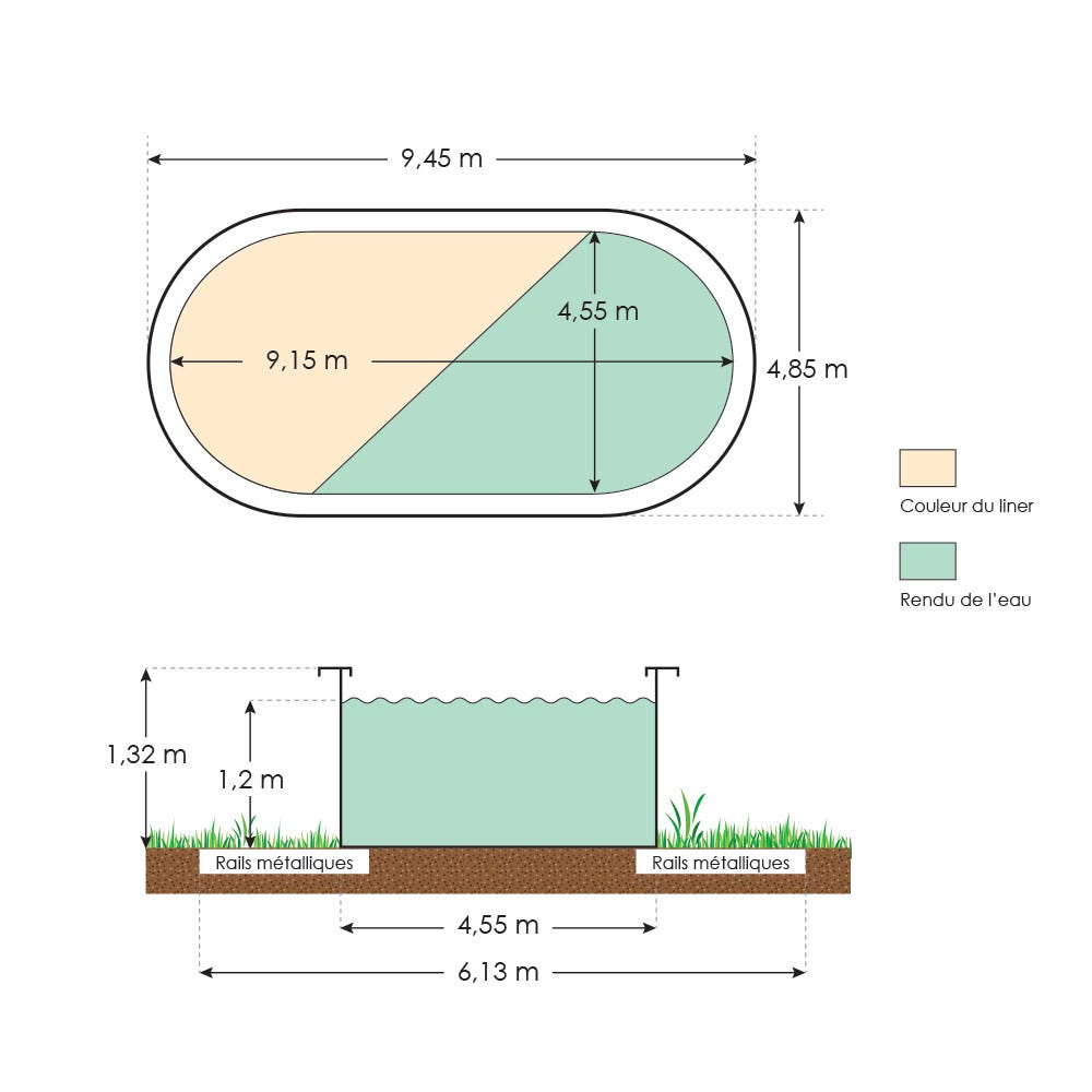 Piscine hors sol acier ovale 9,15 x 4,55 x 1,32 m aspect bois OSMOSE – Image 4