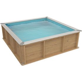 Piscine bois carrée 2,2 x 2,2 x 0,7 m PISTOCHE dédiée aux enfants