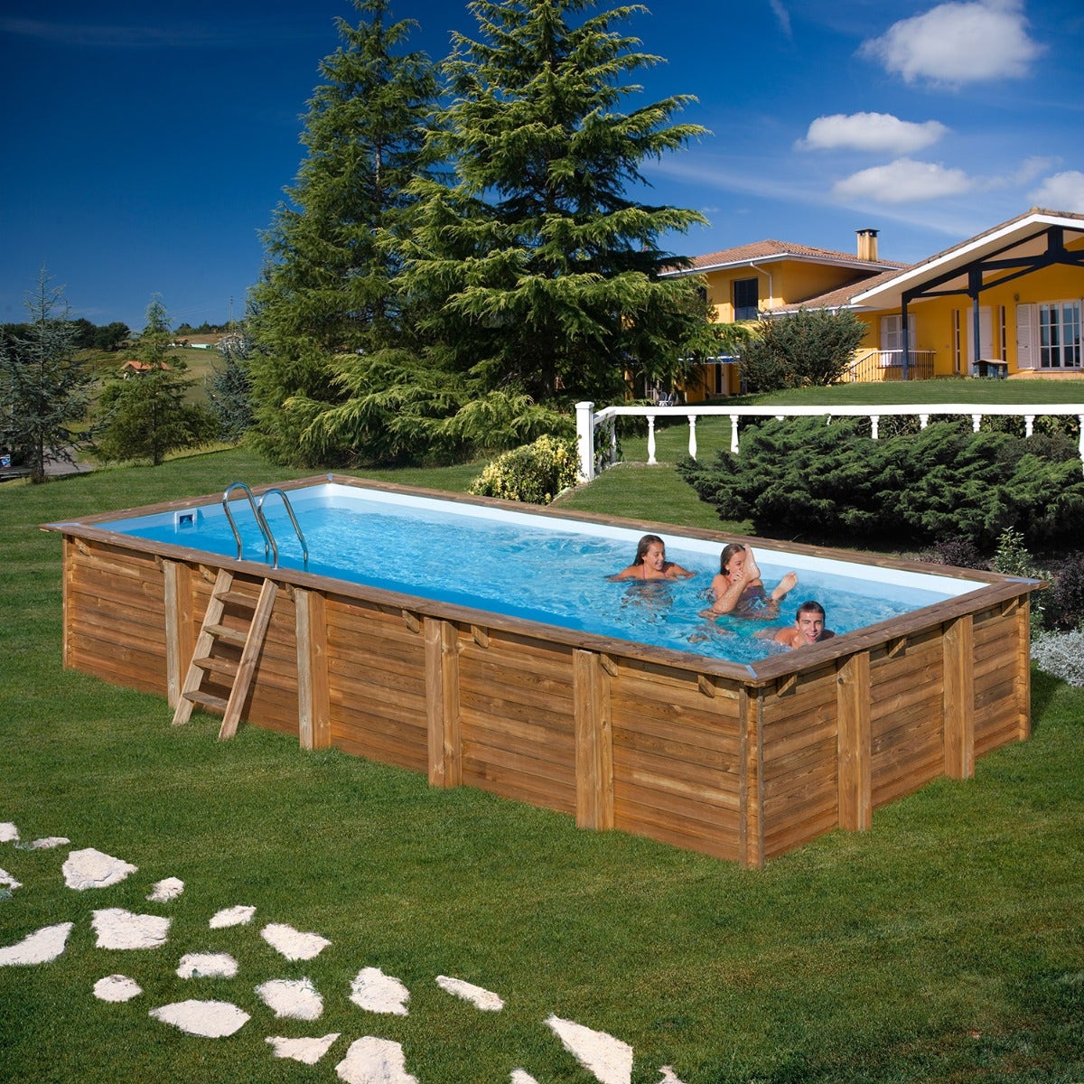 Piscine hors sol bois rectangulaire 8,15 x 4,2 x 1,46 m BRAGA – Image 2