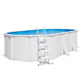Piscine hors sol acier ovale 6,10 x 3,65 x 1,32 m blanche SAPHIR