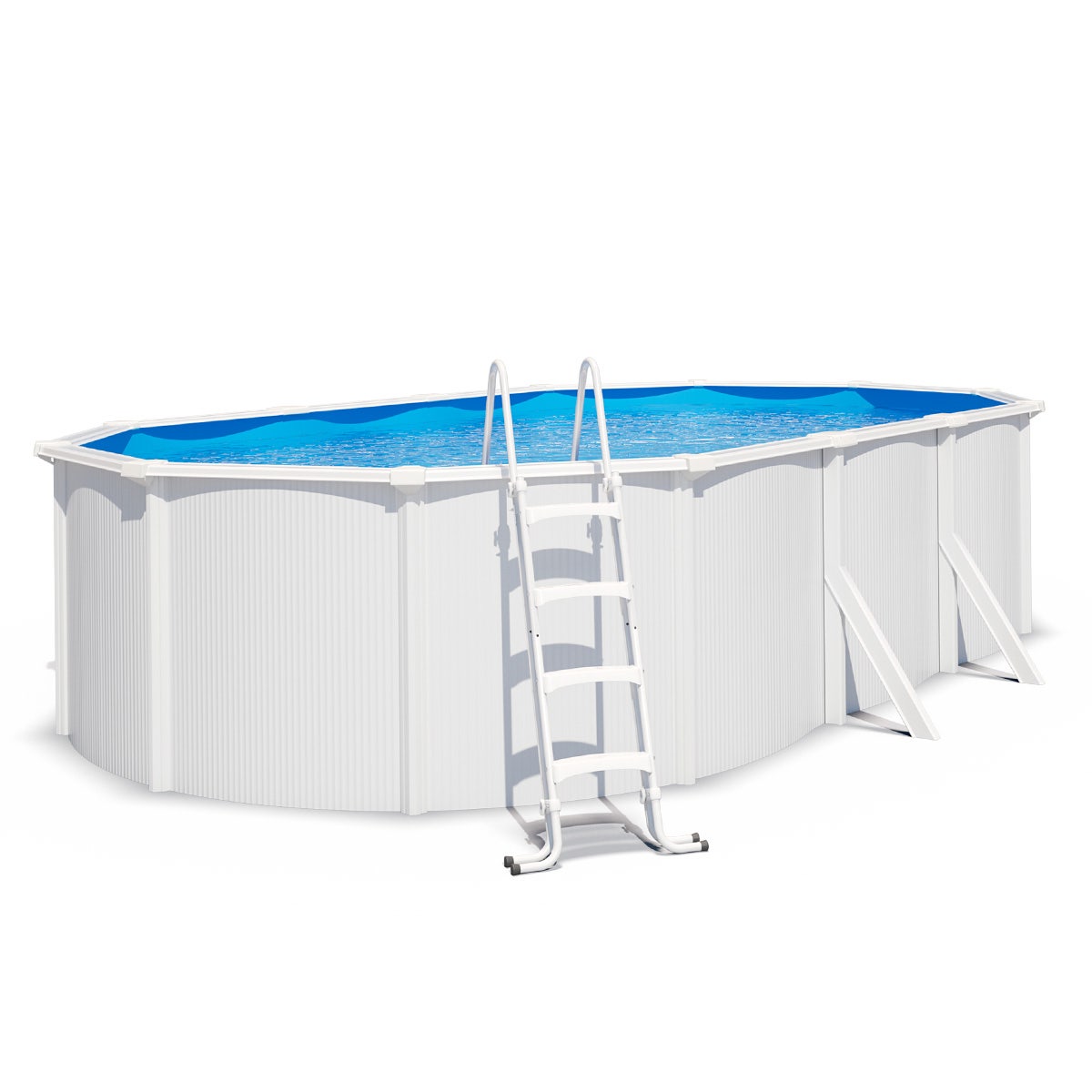 Piscine hors sol acier ovale 6,10 x 3,65 x 1,32 m blanche SAPHIR