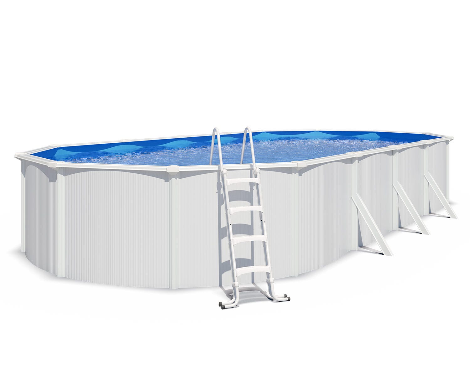 Piscine hors sol acier ovale 9,15 x 4,55 x 1,32 m blanche SAPHIR – Image 2