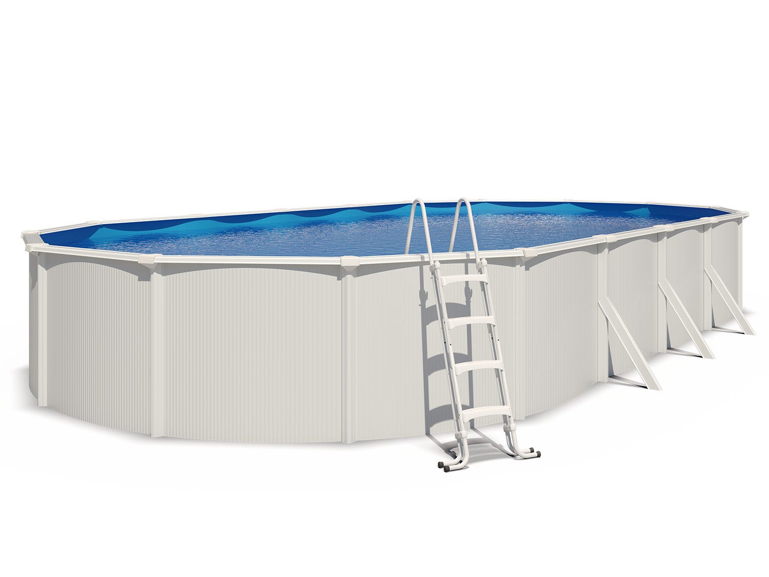 Piscine hors sol acier ovale 10,05 x 5,50 x 1,32 m blanche SAPHIR – Image 2