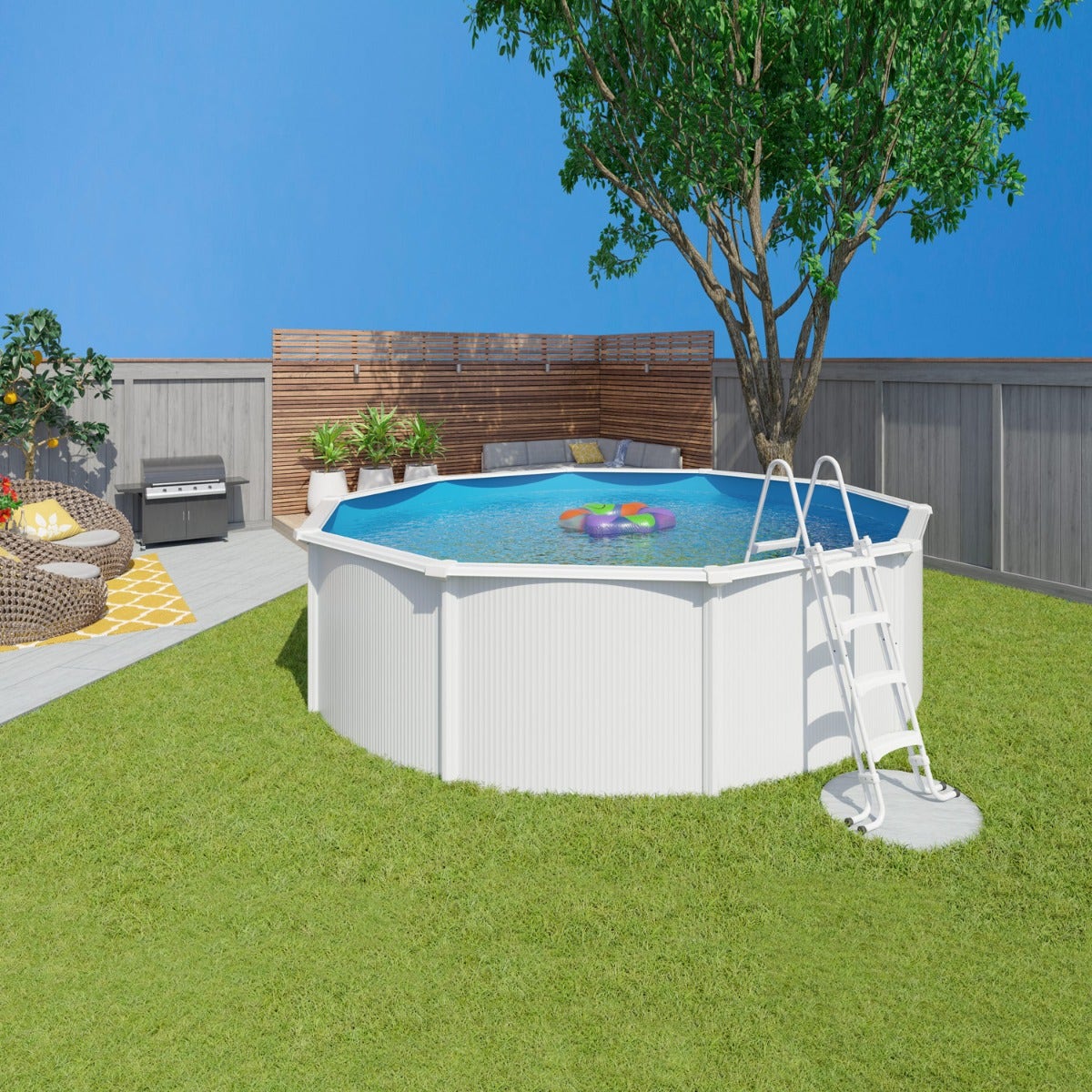Piscine hors sol acier ronde Ø 4,55 x 1,32 m blanche SAPHIR – Image 4