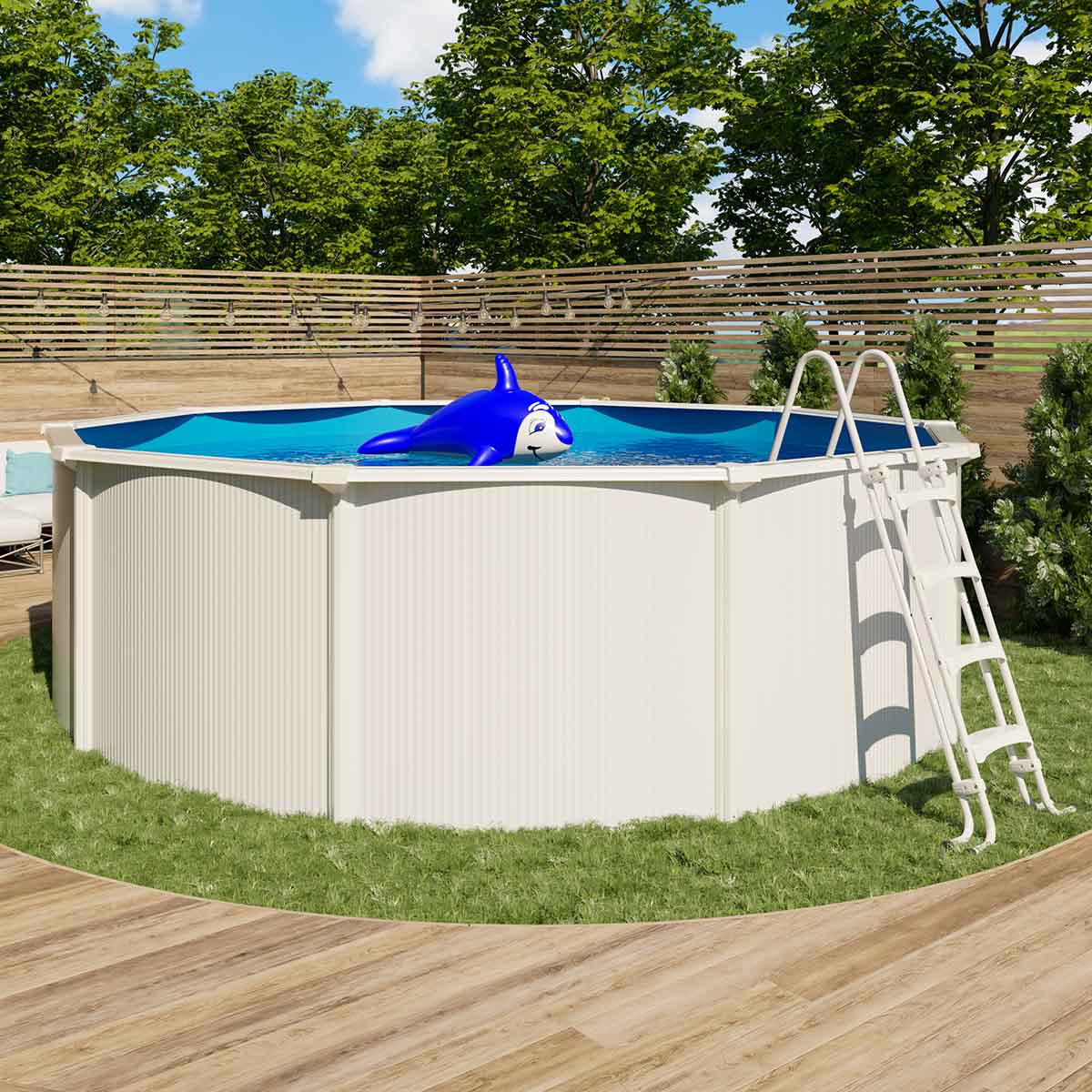 Piscine hors sol acier ronde Ø 4,55 x 1,32 m blanche SAPHIR – Image 3