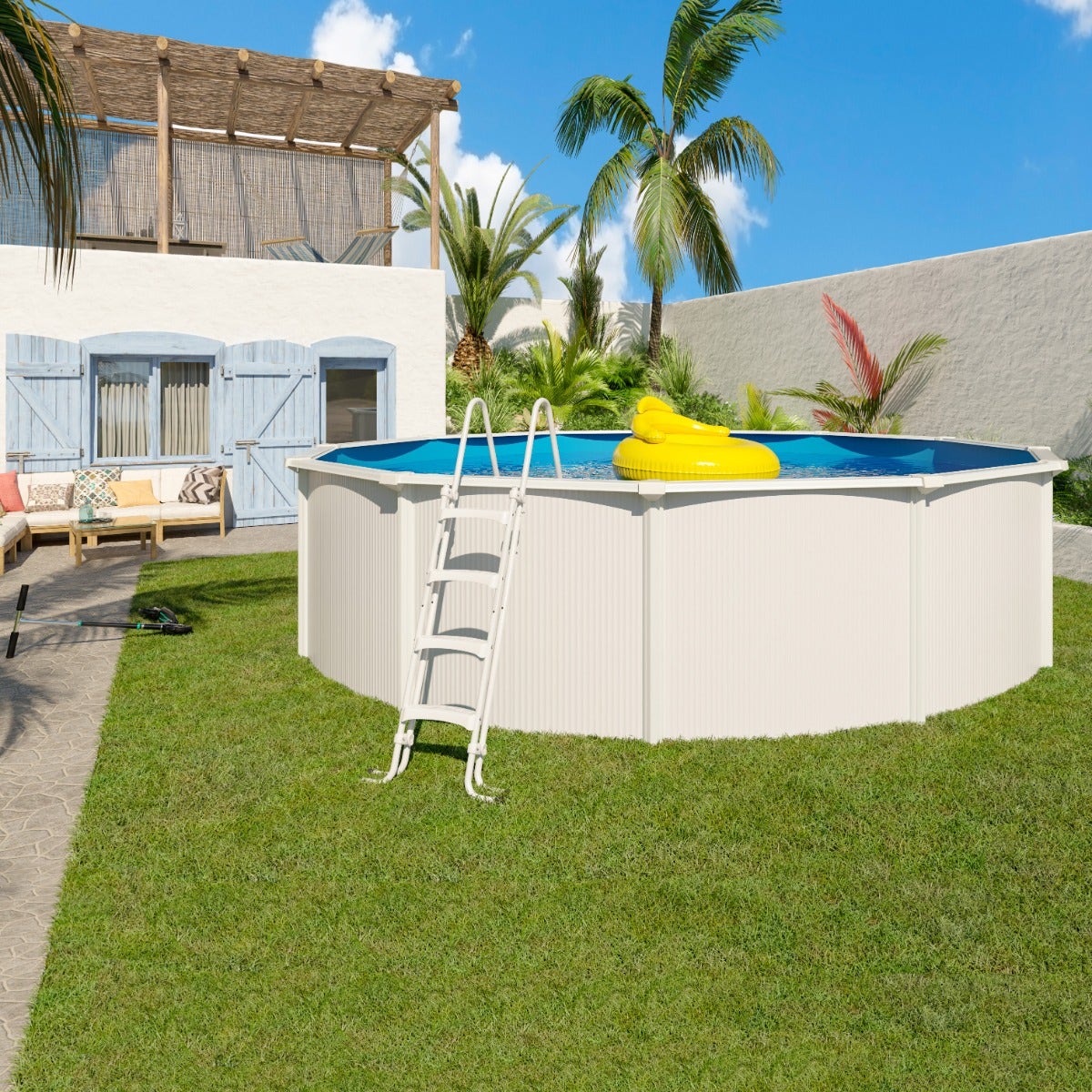 Piscine hors sol acier ronde Ø 5,50 x 1,32 m blanche SAPHIR – Image 3