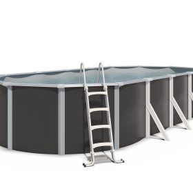 Piscine hors sol acier ovale 7,30 x 3,65 x 1,32 m anthracite VARUNA