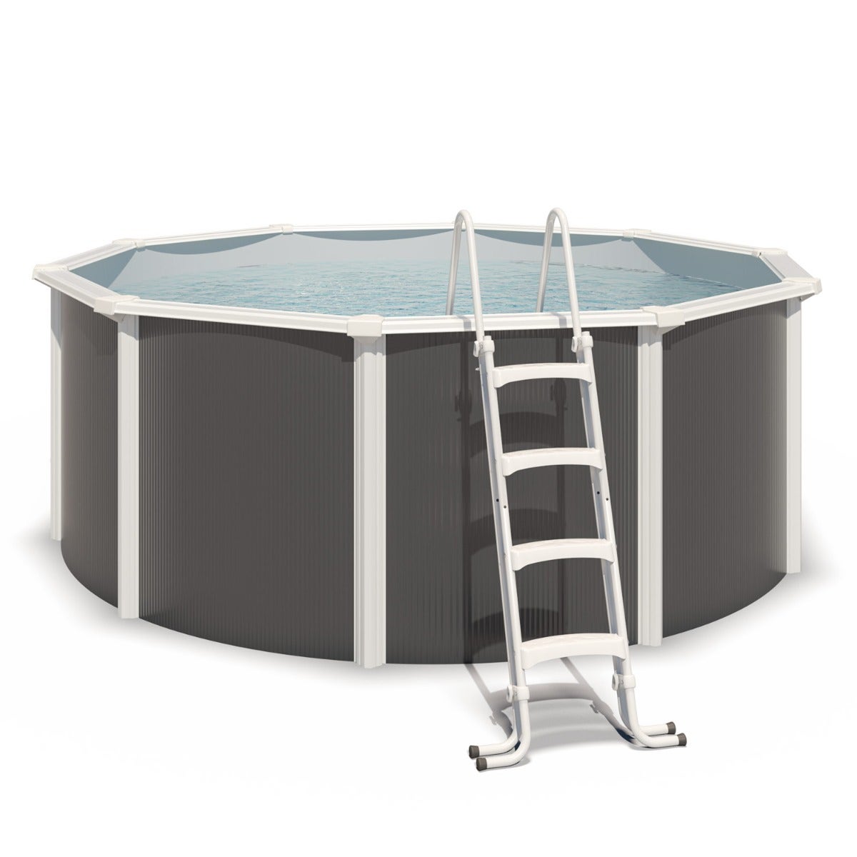 Piscine hors sol acier ronde Ø 3,65 x 1,32 m anthracite VARUNA – Image 2