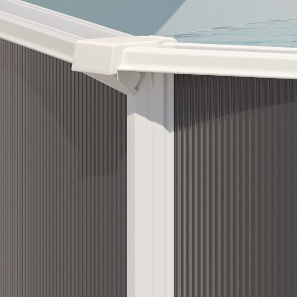 Piscine hors sol acier ovale 4,90 x 3,65 x 1,32 m anthracite VARUNA – Image 5